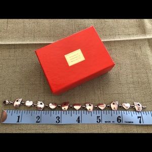 Sterling silver cat and heart bracelet